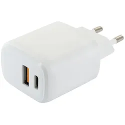 Schwaiger Ladeadapter (20 W, 2 Ports), USB Ladegerät, Weiss