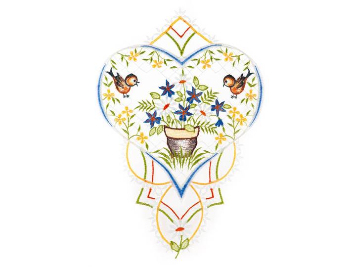 Fensterbild Fensterbild Blumenherz farbig , bunt, B:21cm H:31cm, Polyester, W. REUTER & SOHN - PLAUENER SPITZE, Fensterbilder, Fensterbild
