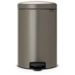 Brabantia Klassischer Tretmülleimer mit Soft-Verschluss | 20 Liter, HxBxT 46,7x29x38cm | Metall | Platin
