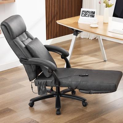 XINMICS 500Lbs Massage Reclining Executive Office Chair, Faux Leather High Back Ergonomic Office Chair With Footrest