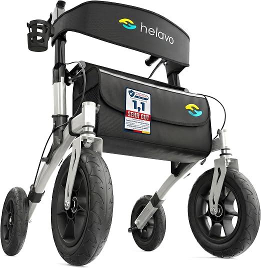 Rollator mit Pannensicheren Vollgummireifen für Draußen - Faltbarer Aluminium Outdoor-Rollator mit Sitz - Maximale Mobilität & Komfort im Außenbereich