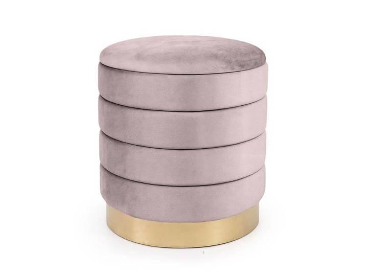 Tabouret rembourré en velours avec rangement 40 cm LUNA Rose Poudré