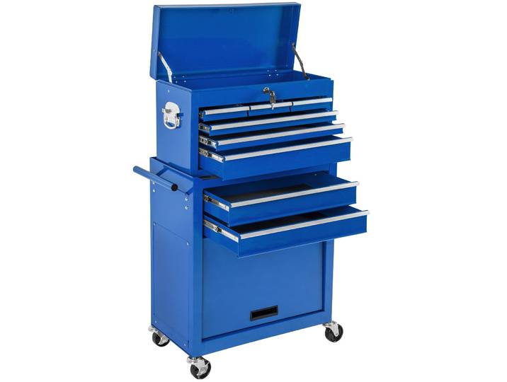 Werkzeugwagen mit 10 Fächern - blau