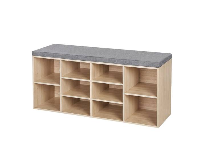Banc à chaussures avec coussin rembourré 10 compartiments multicolore