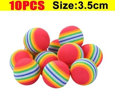 Inspire Select Colorful EVA Rainbow Pet Ball Toy Bite Resistant Interactive Chew & Training Ball For Cats, Kittens & Puppies 10 Pcs 1.38 In