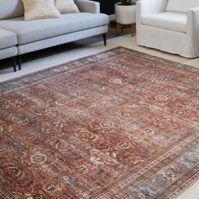 Alexander Home Isabelle Traditional Vintage Border Printed Area Rug