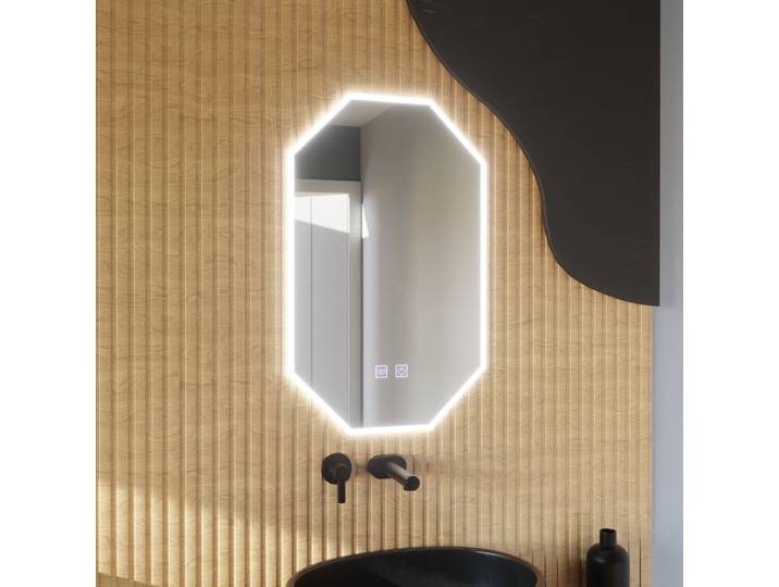 Miroir Led Polygone 50x80 Lumiere Et Systeme Desembuage