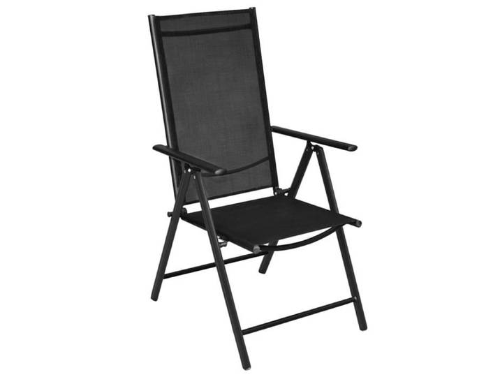 Bon plan  Chaises pliables de jardin - JILI HOT - lot de 4 Aluminium et textilène Noir - 54x73x107cm - Pour Patio/Plage