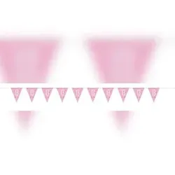 Wimpelkette rosa & silber Zahl 13