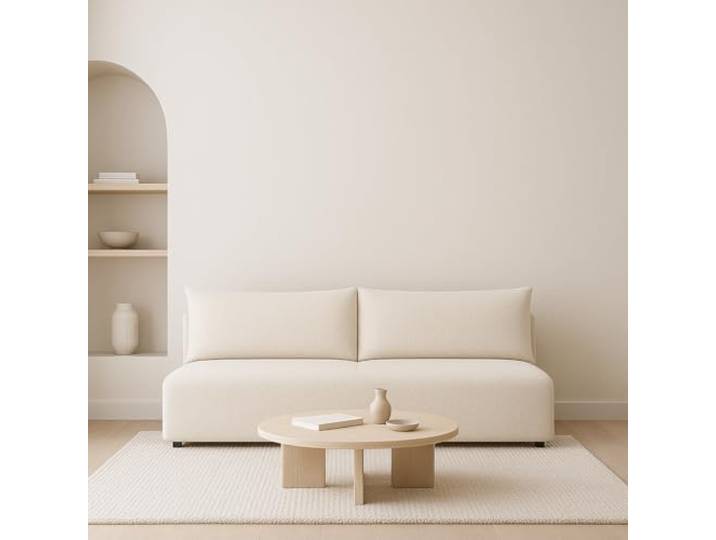 Sofello Ecksofa LUNO mit Schlaffunktion Beige – Moderne Cordsofa für Ihr Wohnzimmer, Schlaffläche: 204×144 cm (Quelle 02 - Creme)