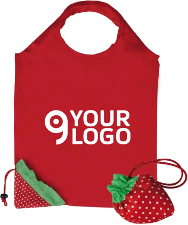 Shopper ripiegabile Fragola in poliestere Personalizzate o neutre