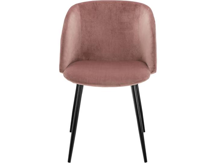 Stuhl Yves Samt, dunkelrosa/Metall schw. - Material: Polyester - 266
