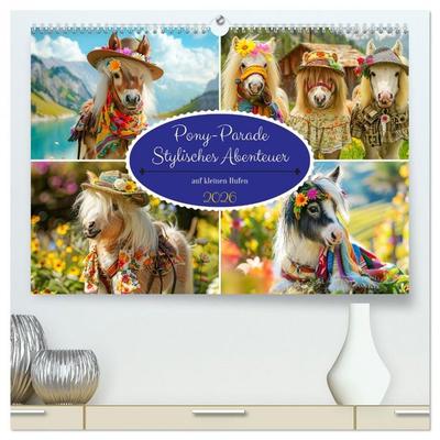 Pony-Parade. Stylisches Abenteuer auf kleinen Hufen (hochwertiger Premium Wandkalender 2026 DIN A2 quer), Kunstdruck in Hochglanz