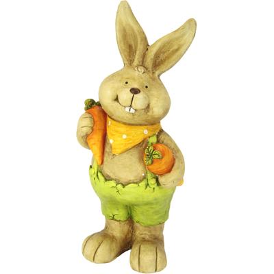 Dekofigur I.GE.A. "Deko Osterhase mit Karotten", grün, B:20cm H:46cm, Magnesia, Dekofiguren, Figur 46 cm Deko Hase Osterdeko Hasenfigur Frühling Ostern Ostereier