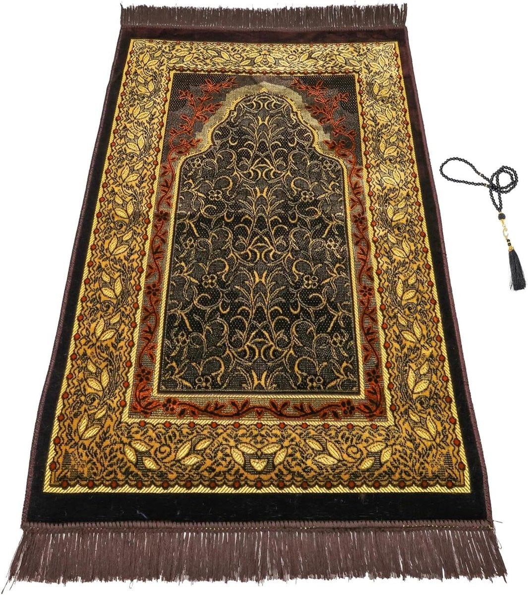 Moslim Gebedskleed Janamaz van Zacht Premium Fluweel - Bruin - 66 x 109 cm