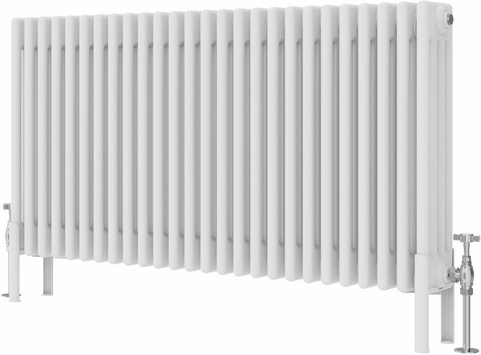 Symple Stuff Altynay Horizontal Traditional 4 Column Radiator White 600mm H x 1190mm W x 140mm D