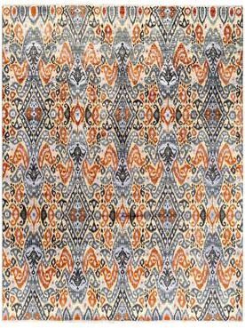 Overton "Ikat One-of-a-Kind Hand-Knotted Area Rug - Gray, 9' 0"" x 11' 7"" - 9' 0"" x 11' 7"""
