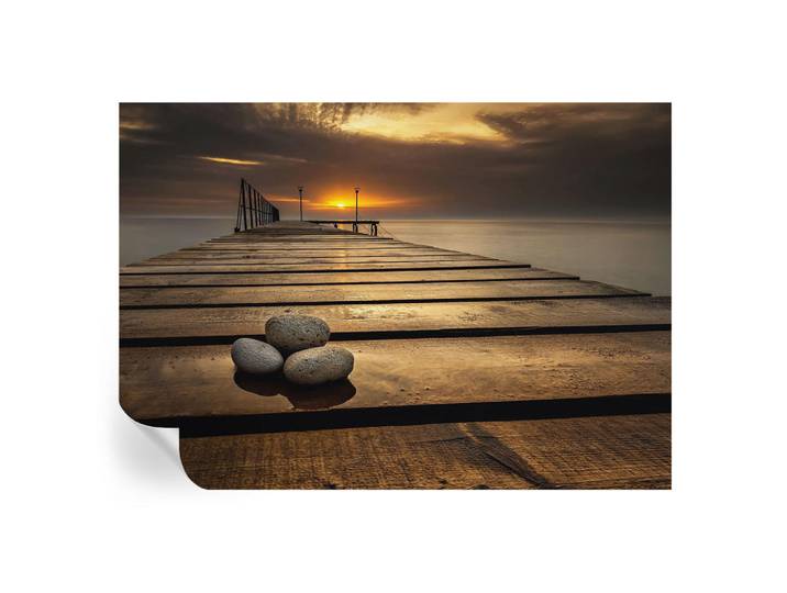 Wallfluent Fototapete 208x146 cm - Sonnenuntergang, Braun, 208x146 cm, Tapeten & Wandverkleidungen, Fototapeten