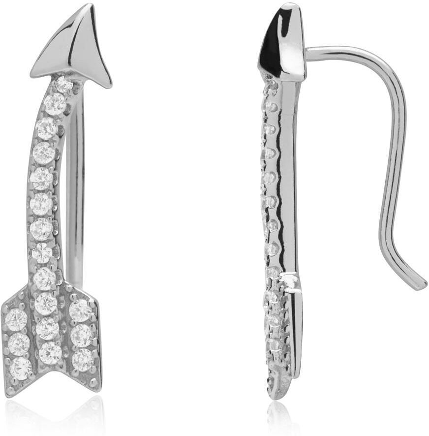 Unique Ohrschmuck Pfeil-Design Zirkonia 925er Silber silber