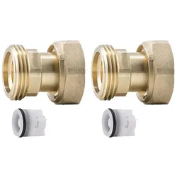 Barberi Kit aus 2 Verschraubungen mit Überwurfmutter, Dichtungen und 2 Rückschlagventileinsätzen für thermostatische Mischventile G 1'' AG-G 1'' ÜWM