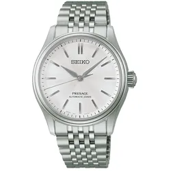 Seiko Presage Automatik 3 Zeiger, 72 Stunden Gangreserve, Edelstahl, Weiß Herrenuhr HCC001J1