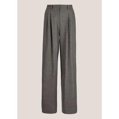 Bundfaltenhose MADELEINE "Palazzohose Weite Bundfaltenhose mit Formbund", Damen, Gr. 18, N + K Gr, nebel, melange, Modern, wide leg, Hosen, Weite Bundfaltenhose mit Bügelfalte