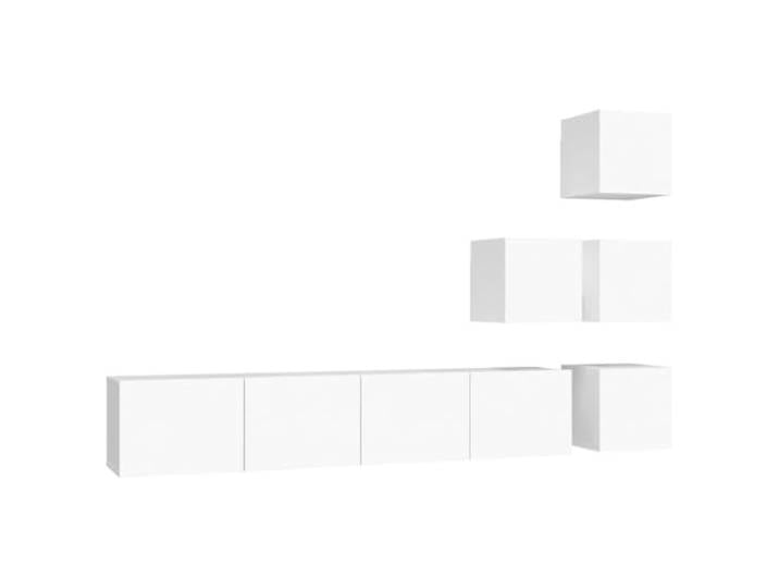 hliofuir 6-TLG. TV Wandschrank Set Weiß Hängeschrank Holzwerkstoff Schwebendes Sideboard Set für Wohnzimmer und Schlafzimmer, bietet vielseitigen Stauraum für Schlüssel und kleine Medien.