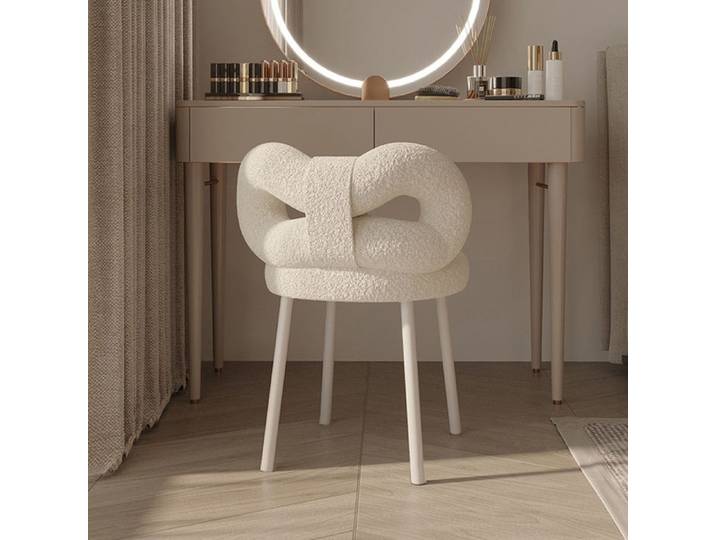 Tabouret de coiffeuse CREMLANK 37×37×46cm chaise de bureau acier carbone robuste blanc design moderne pour coiffeuse et bureau
