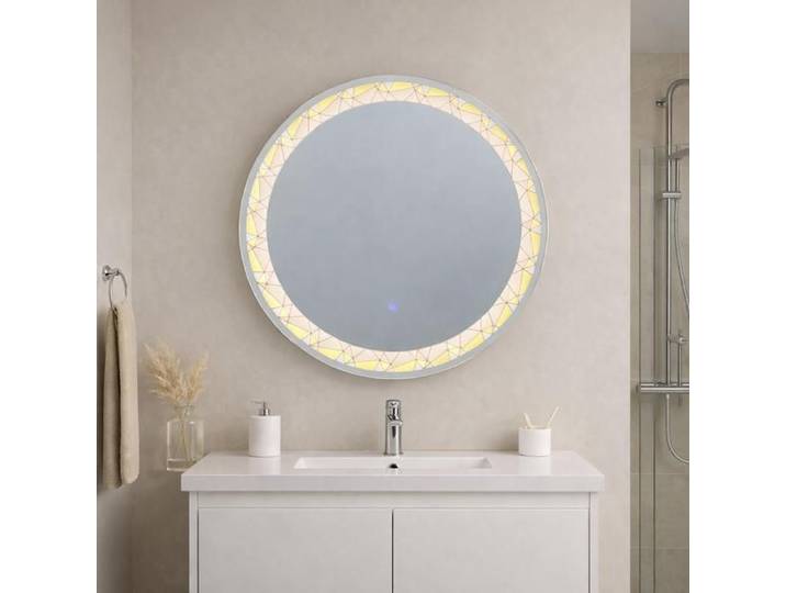 MIROIR ROND LED 80CM BOUTON TACTILE COLORÉ
