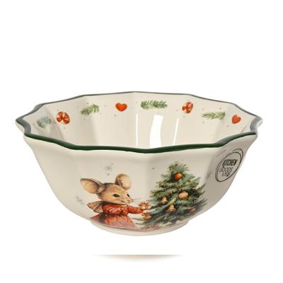 Christmas Decorations Müslischale Keramik 16,5cm - Schüssel mit Weihnachtsmaus Tannenbaum Weihnachtsgeschirr Weihnachtsschale Geschirr Weihnachten Frühstücksgeschirr Schale