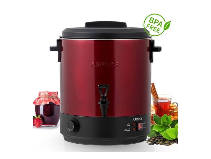 Arebos Einkoch- und Glühweinautomat 28 L mit Timer & Zapfhahn für Glühwein & Getränke, 2500 W, Timer