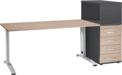 Schäfer Shop Select Büromöbelset LOGIN 2-teilig, Schreibtisch B 1600 mm, Eiche-Dekor
