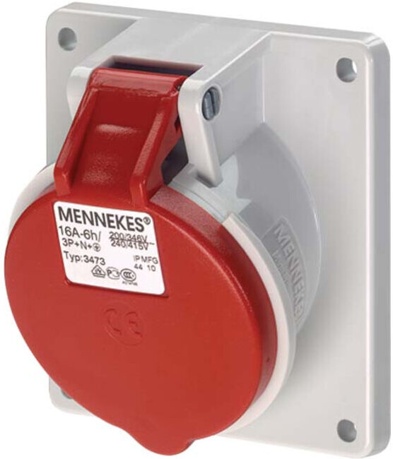 Mennekes Prise d'encastrement TwinContact 16A, 5p, 6h, 400V, IP44 3473 (3473)