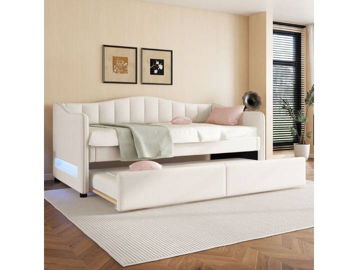 Cadre de lit Style minimaliste Beige Canapé-lit simple (sans matelas) Daybett 90x200cm lit banquette avec lit extensible