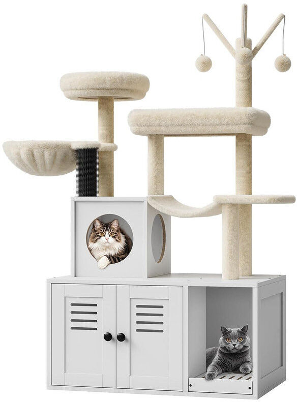 Blue Elephant Litter Box Enclosure White 139.7cm H X 78cm W X 48.3cm D