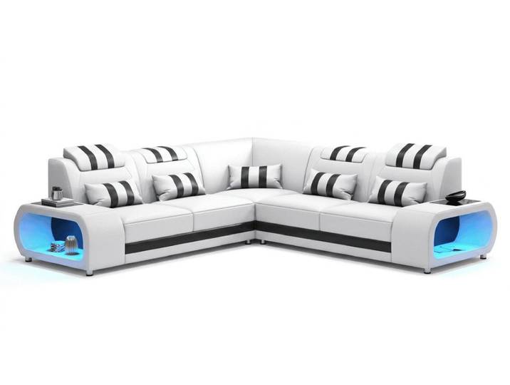 JVmoebel Ecksofa Modern Ecksofa L-Form Weiß Exklusiv LED Sofa Set Couch Luxus Design *, 1 Teile, Mit LED