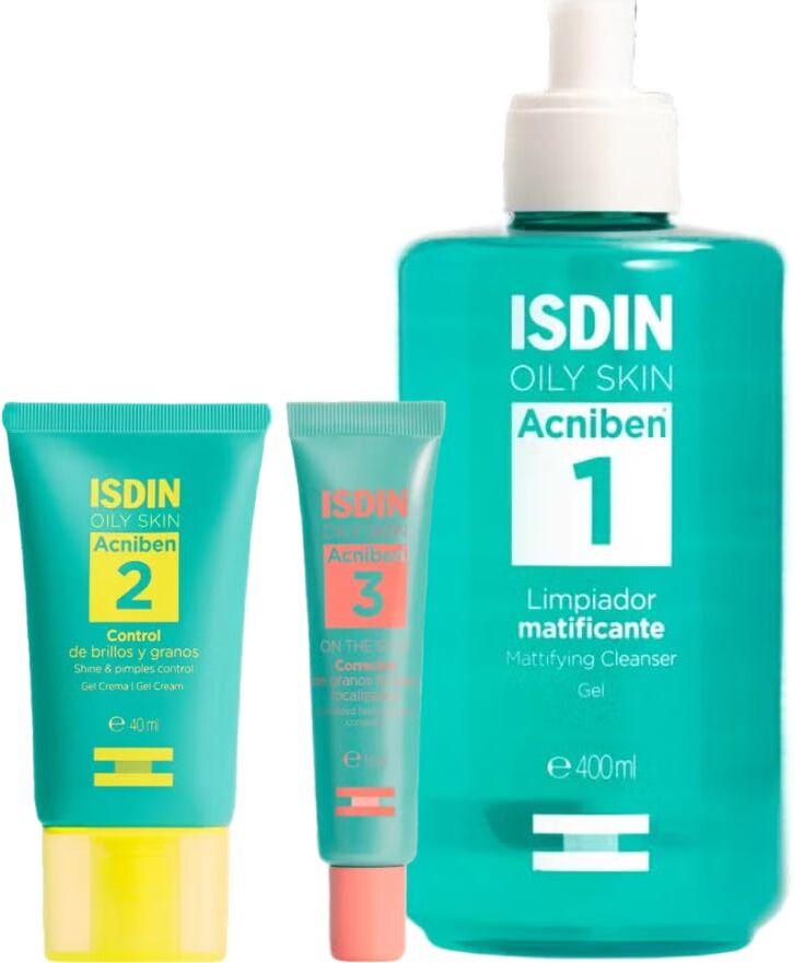 ISDIN Pack Acniben Control Brillos y Granos + On the Spot Corrector + Limpiador Matificante