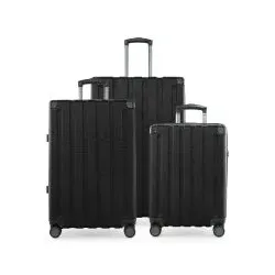 Q-Damm - 3er Koffer Set Hartschale Schwarz matt, TSA,