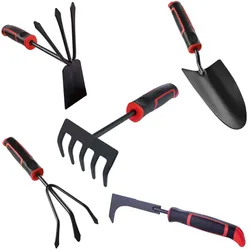 Scheppach Gartenset 5-tlg. Doppelhacke Grubber Pflanzkelle Fugenkratzer Harke