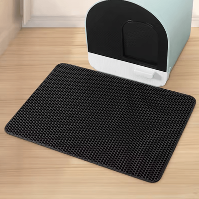 Inspire Curations PawGuard Waterproof Cat Litter Trapping Mat For Cleaner Floors black l