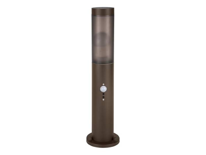 Eglo Potelet éclairage extérieur Helsinki\, lampe de socle avec détecteur de mouvement\, borne lumineuse pour jardin et terrasse\, acier inoxydable brun rouille\, IP44\, H 45 cm\, E27