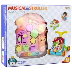 Lean Toys Pädagogischer Lauflerntisch, interaktiver Tisch, 5-in-1, Rosa