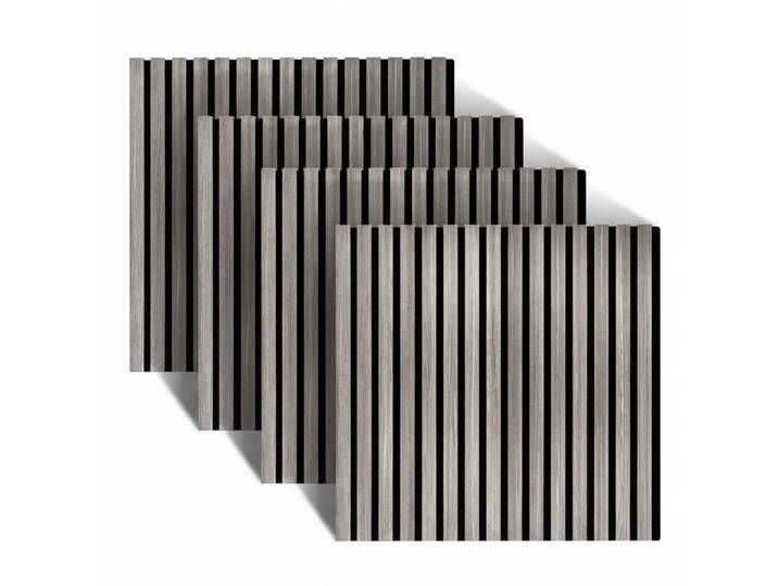 Relaxdays Panneaux Acoustiques\, Lot De 4\, 60x60 Cm\, Placage Chêne\, Gris Foncé\, Isolation Phonique\, Mural