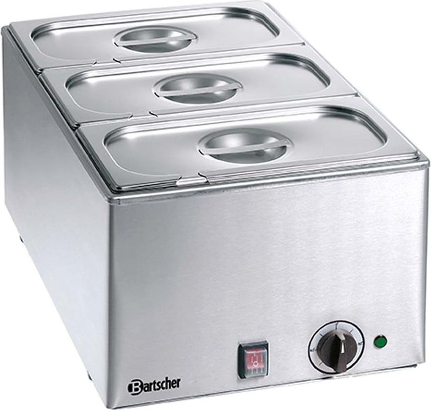 Bartscher Bain-marie Waterbad met 3 x 1/3 GN bakken, 150 mm diep