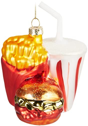 BRUBAKER Handgeschilderde Glazen Kerstbal Fast Food - 10 cm