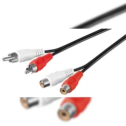 Goobay 50026 Stereo Verlängerungskabel 2x Cinch, 2.5 m - 2x Cinch-Stecker (Audio links/rechts) > 2x Cinch-Buchse (Audio links/rechts)