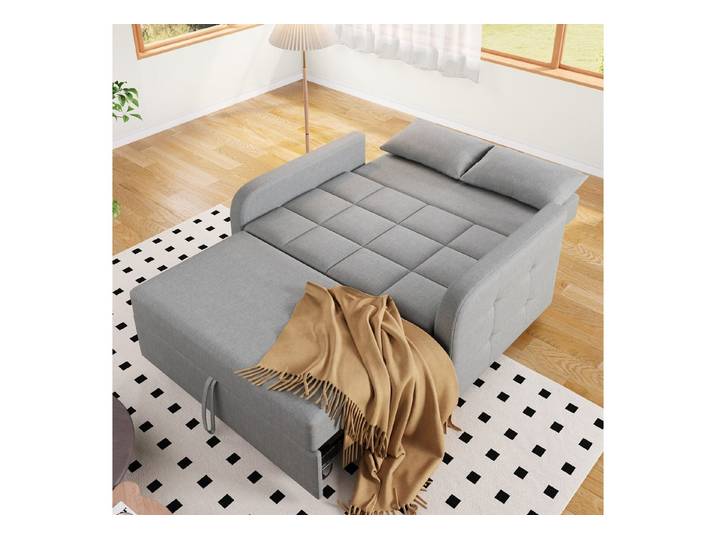MODFU Schlafsofa Multifunktionales Sofa-Bett für kleine Räume, komfortabel, Komfort-Sofa-Bett, Polstersofa, Schlafsofa 1 Teile, aus Baumwoll-Leinen, 110x180 cm Schlafbereich