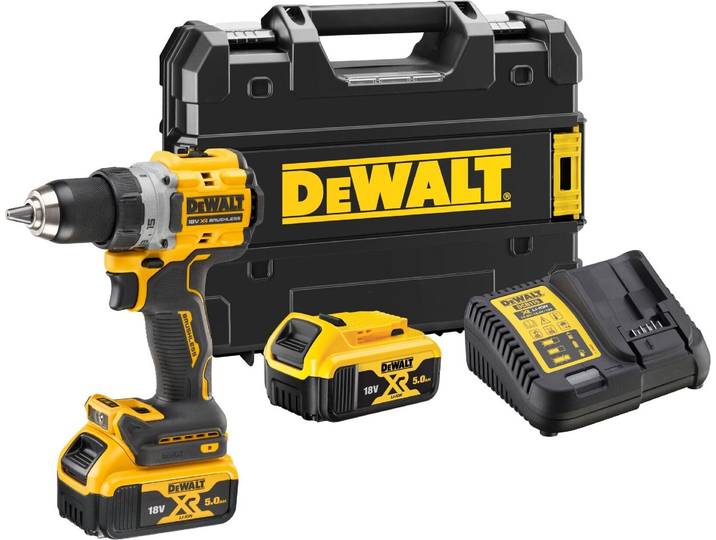 DEWALT DCD800P2T-QW - Perceuse-visseuse sans fil 18V XR Brushless\, 2 batteries de 5\,0Ah\, dans un coffret TSTAK