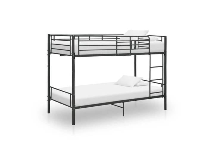 Lit simple UMR moderne Lit superposé Noir Métal 90x200 cm -[5810]