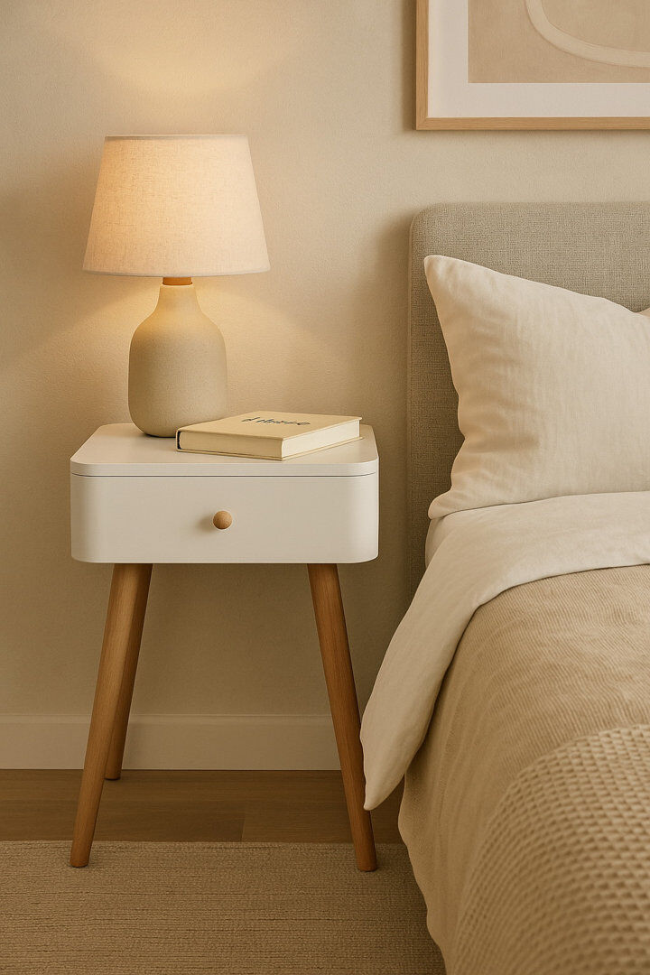 George Oliver Bergenia 40cm W Solid + Manufactured Wood Bedside Table White 53cm H X 40cm W X 40cm D